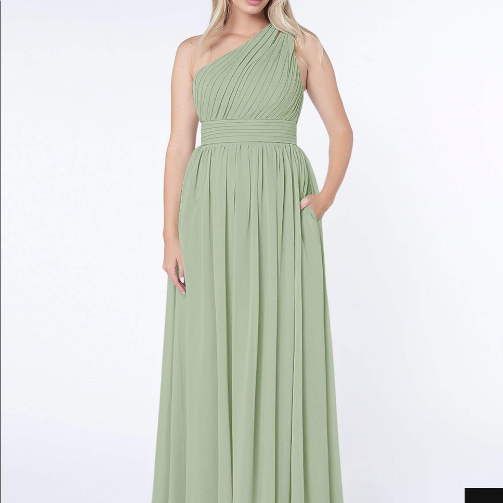 Azazie Molly Dusty Sage One Shoulder Dress